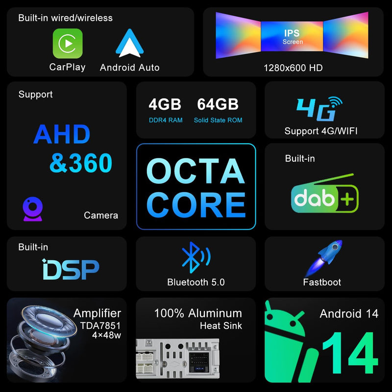 JOYX Android 13 Autoradio Passt für Honda Accord 7th (2002-2007) - Eingebaut DAB/DSP/Carplay/Android