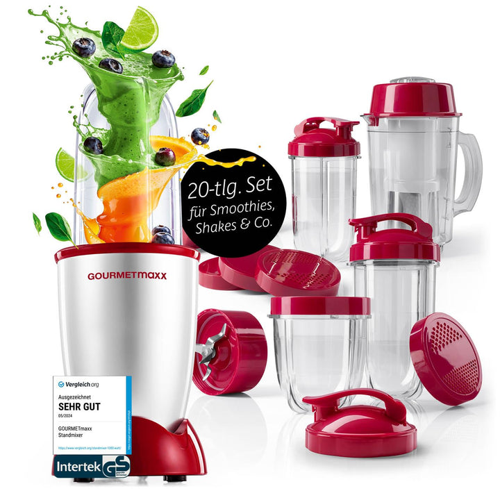 GOURMETmaxx Mr. Magic Power Pro Mixer 400 Watt | Smoothie Maker mit to go Deckel | Standmixer mit Mi