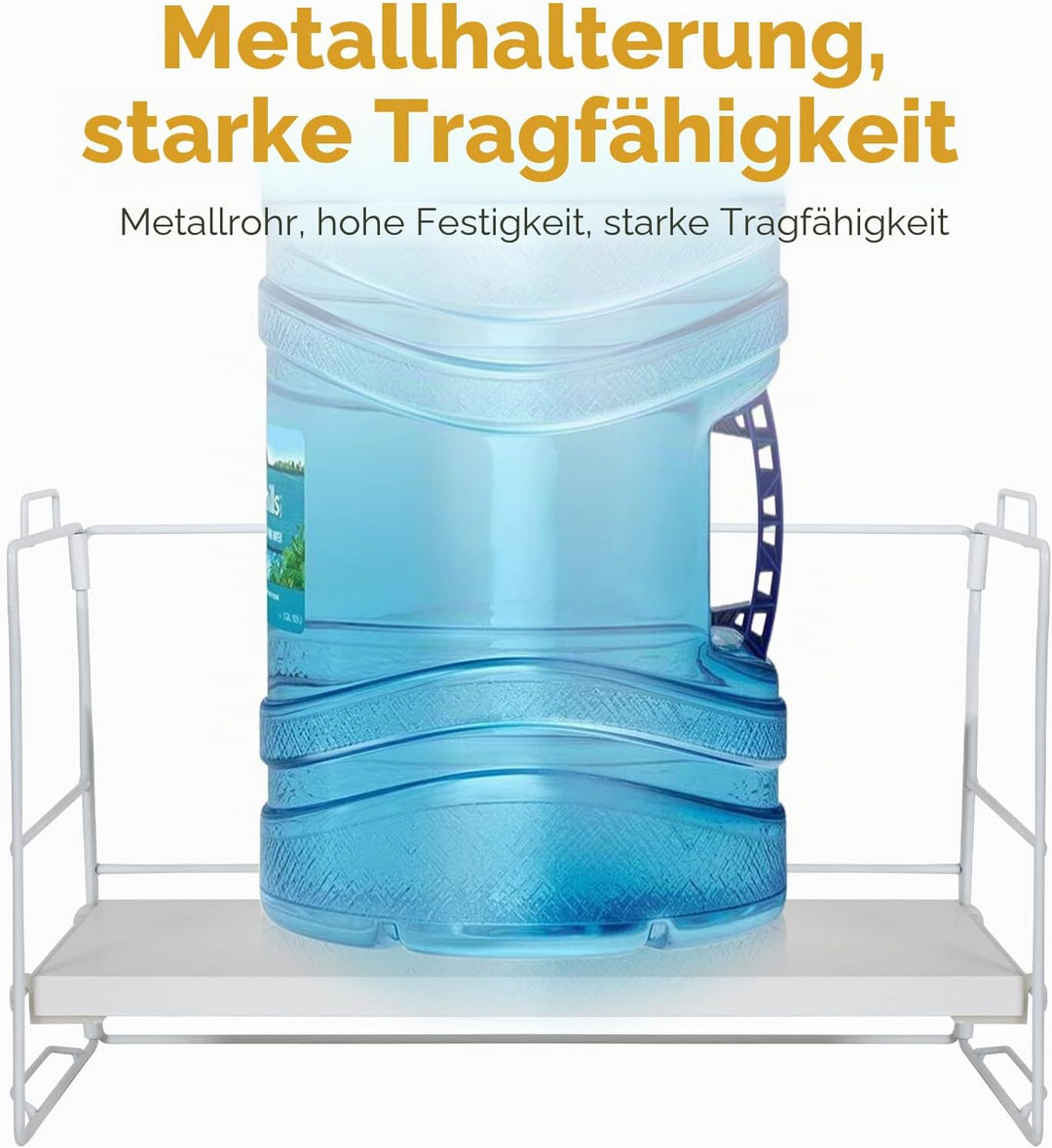 powerking Schreibtisch-Regal-Organizer, 2-stöckig, weiss lackierter Metallrahmen und Teakbrett, Schr