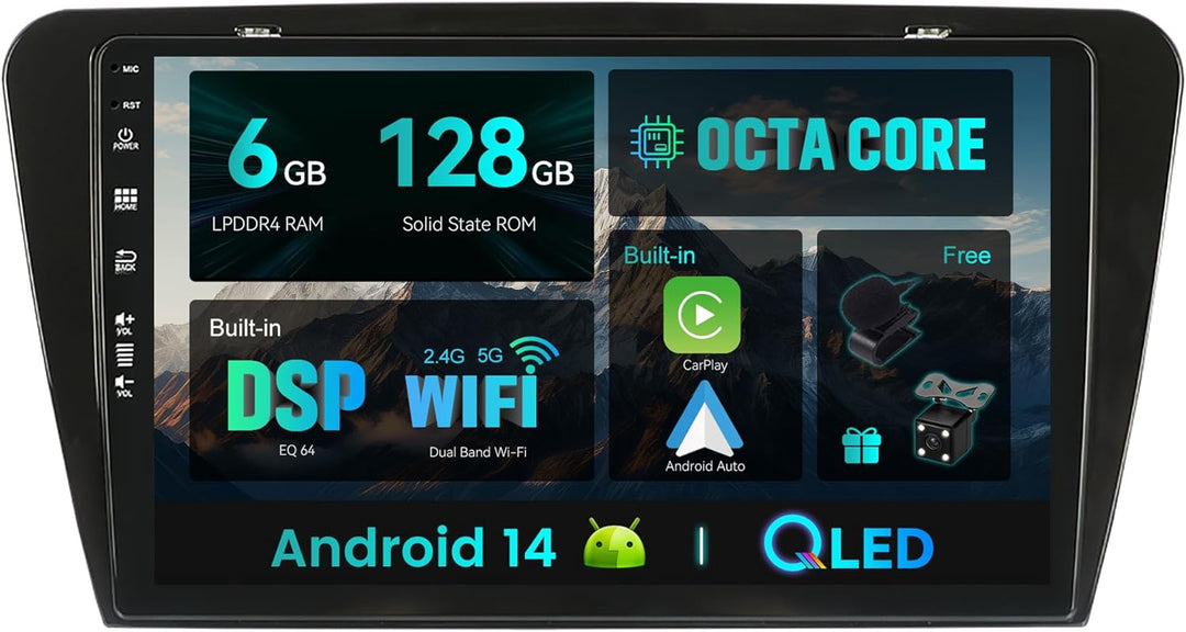 SXAUTO Android 12-6G+128G - IPS Autoradio für Skoda Octavia (2014-2018) - Eingebaut Carplay/Android