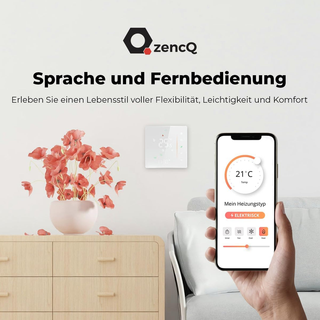 WiFi Thermostat Fussbodenheizung für Elektroheizung, LED Touchscreen Programmierbarer Raumthermostat