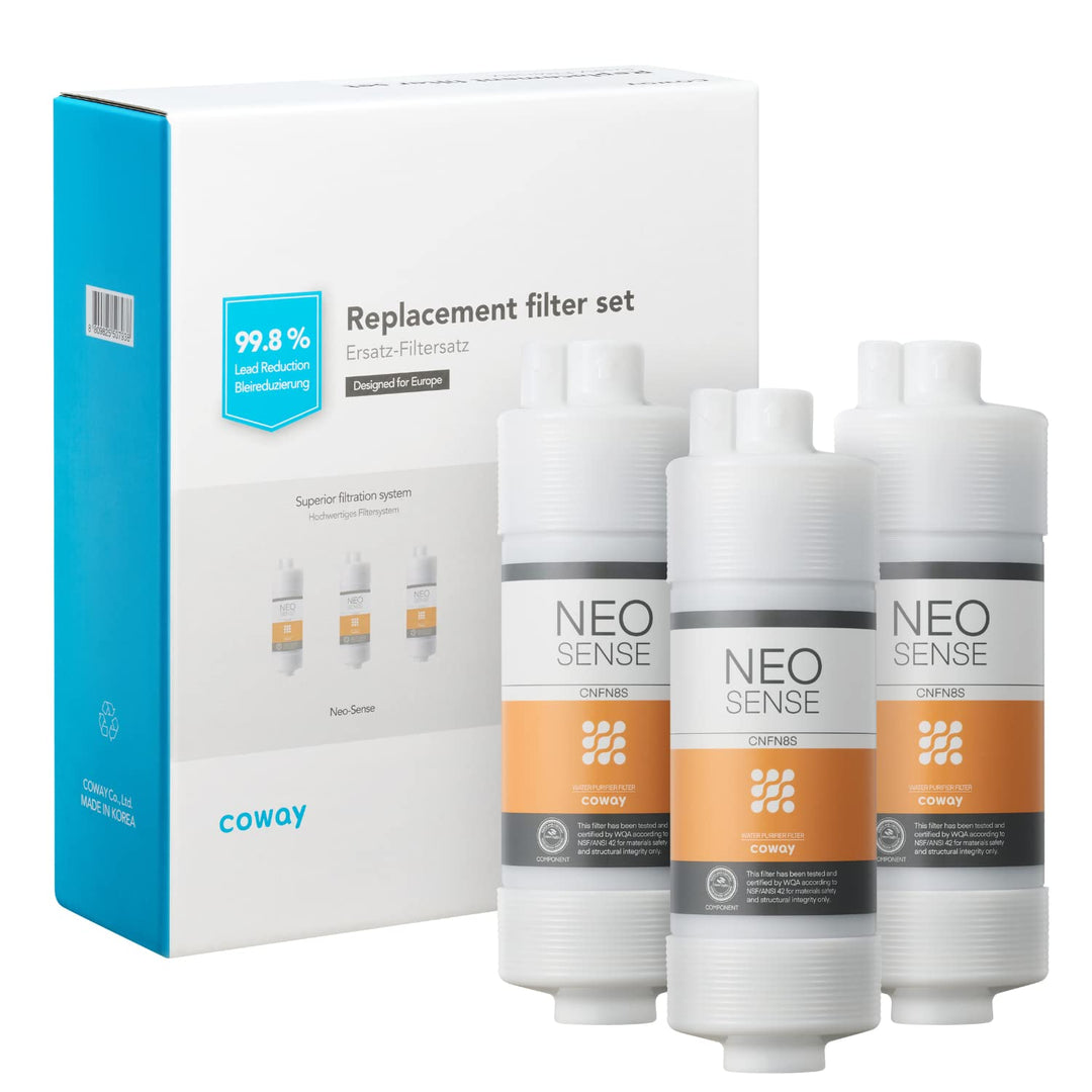 COWAY Neo-sense 8" für Coway Wasserfilter (3 Stk), 1 Jahr Wartung, kompatibel mit CHP-06DL, CHP-260L
