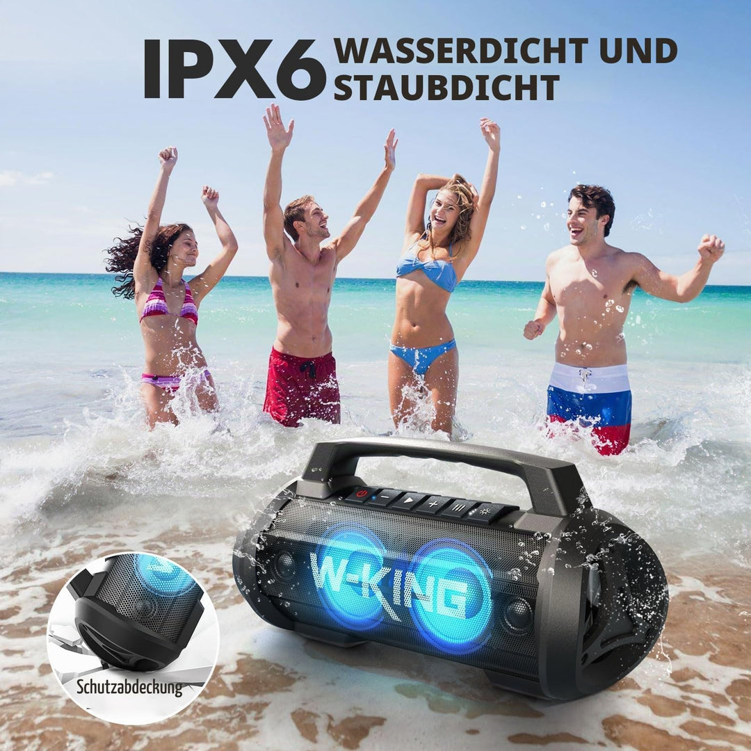 W-KING 70W(90W Peak) Bluetooth Lautsprecher mit Mikrofon, Partybox Bluetooth Musik Boxen gross HiFi