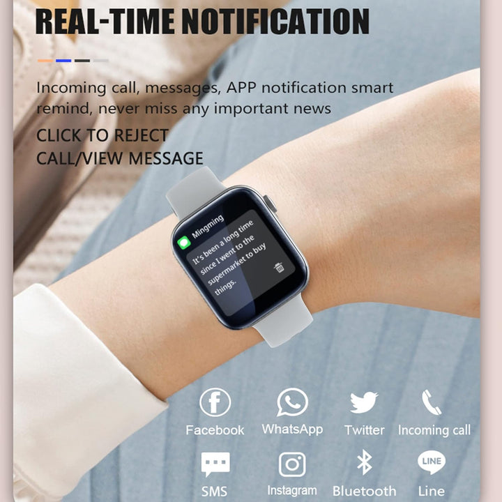 Smartwatch Damen mit Telefonfunktion, 1,8 Zoll HD Touchscreen Armbanduhr Pulsuhr mit 123 Sportmodi S