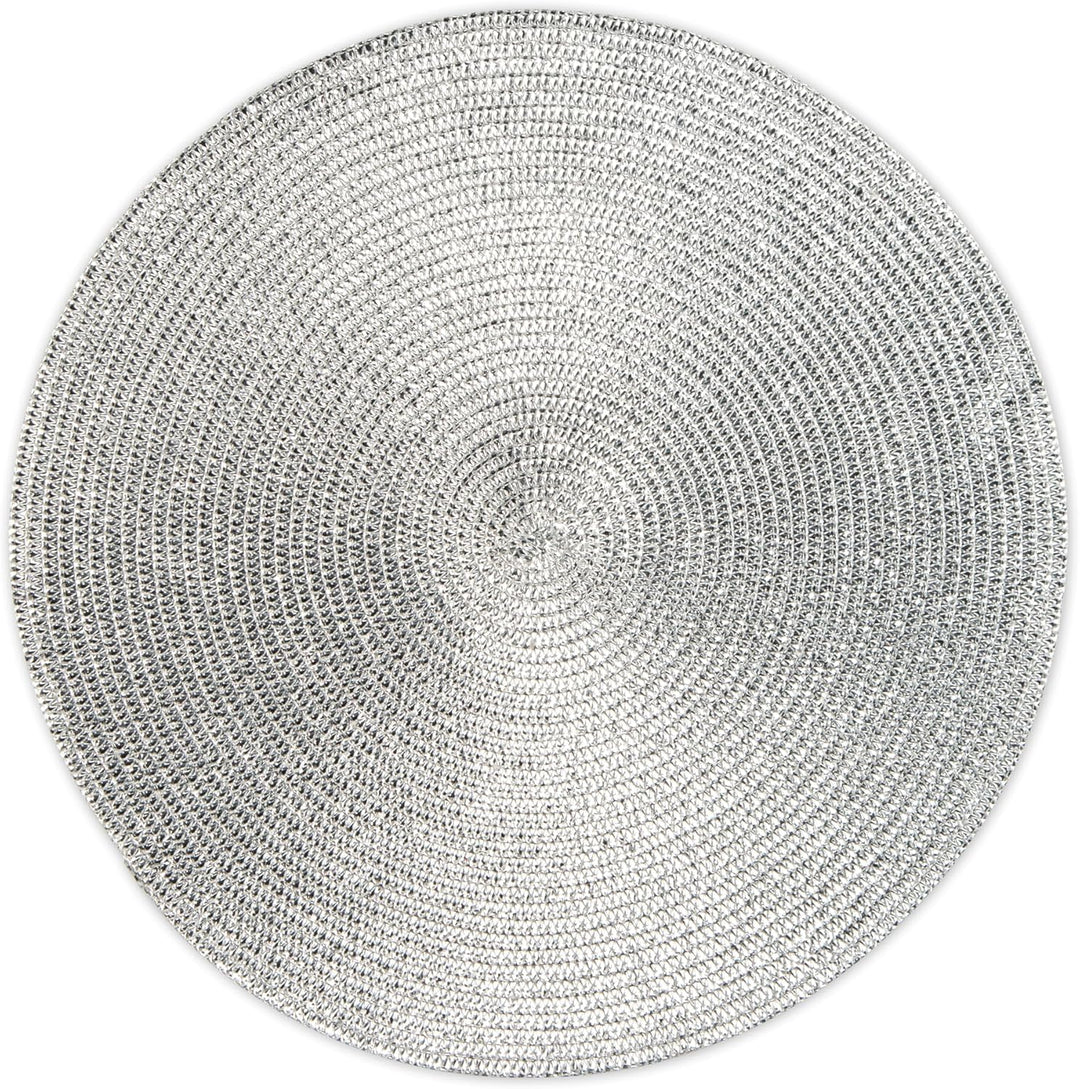 Excelsa 6er Set Platzset rund Ø 36 cm Polypropylen Silber Diametro 36 cm. Silber / Schwarz, Diametro