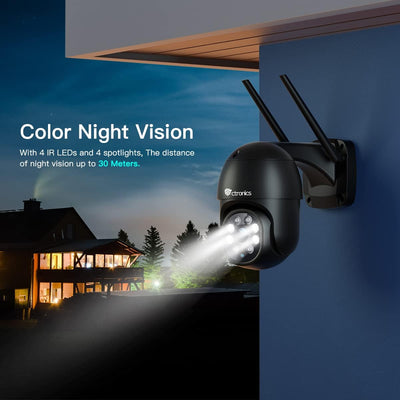 ctronics PTZ Überwachungskamera Aussen,1080P Kabellose IP WLAN Outdoor Kamera mit Automatische Verfo