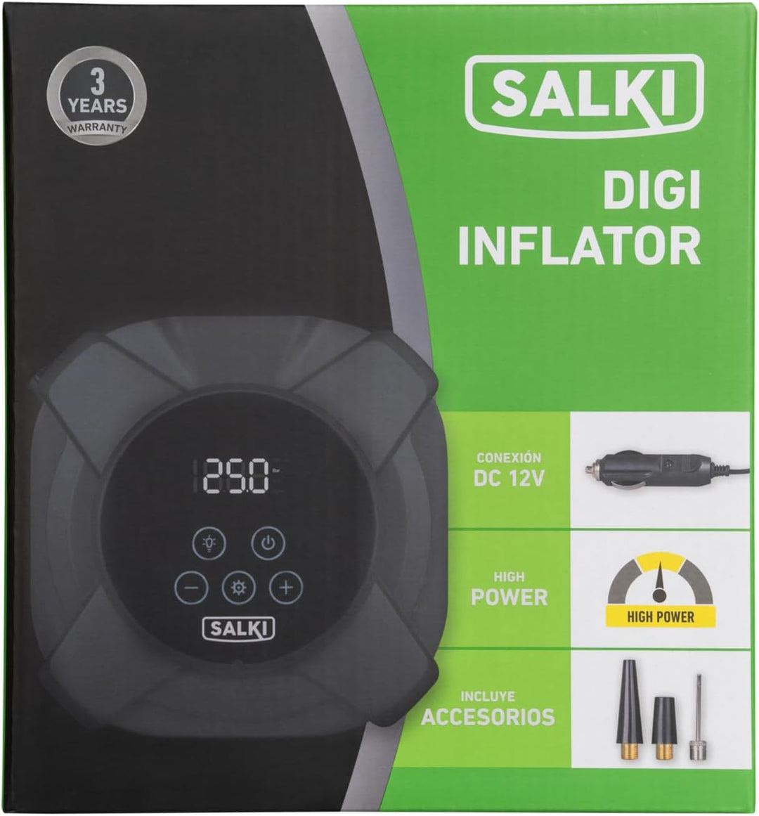 SALKI DIGI INFLATOR | Tragbarer digitaler Luftkompressor für Autoreifen, Motorräder, Roller, Fahrräd