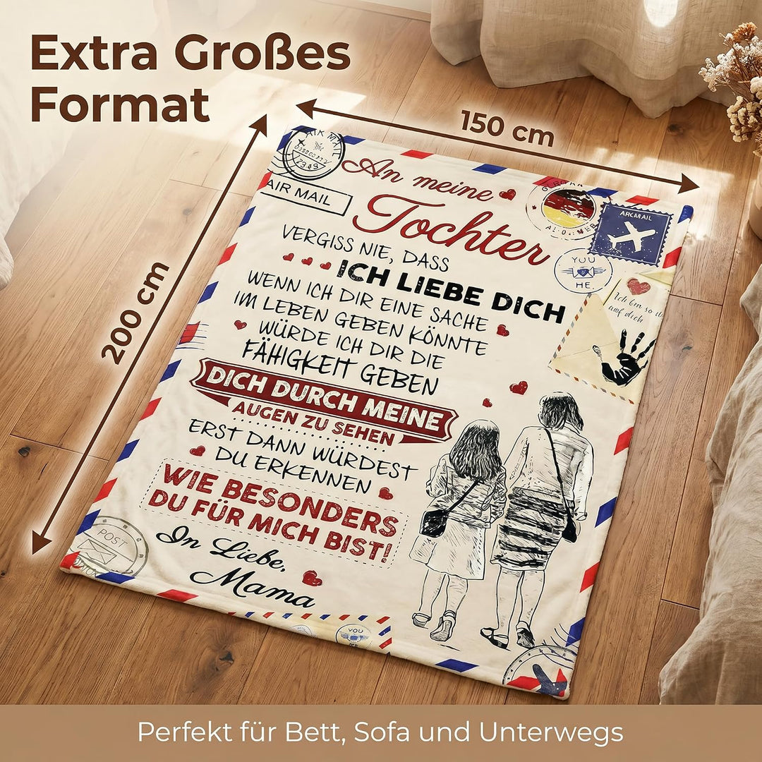 Personalisierte Decke 150×200 cm – Superweicher Flanell, individualisierbar mit Foto/Text Für Tochte