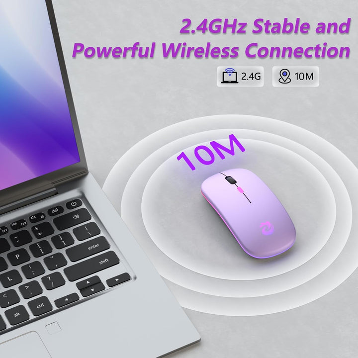 BQSS Maus Kabellos, 2,4 GHz mit USB-Empfänger, 1600 DPI Optical Tracking, Quiet Clicks, Wiederauflad
