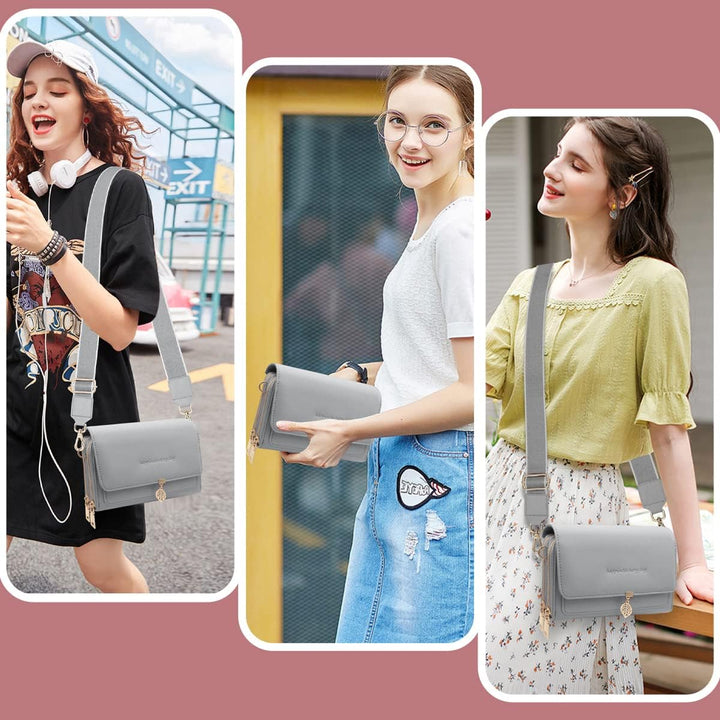 REETEE Handytasche Zum Umhängen Leder Damen Kleine Umhängetasche RFID Schutz Geldbörse Damen,Crossbo