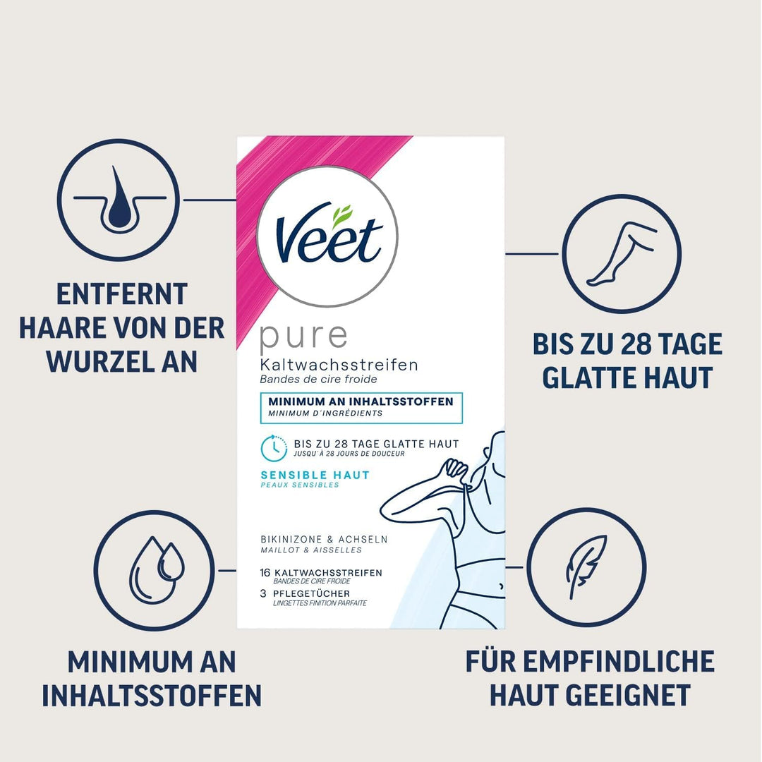 Kaltwachsstreifen 3er Pack Bikini und Achseln für einfache Haarentfernung auch bei sehr kurzen Haare