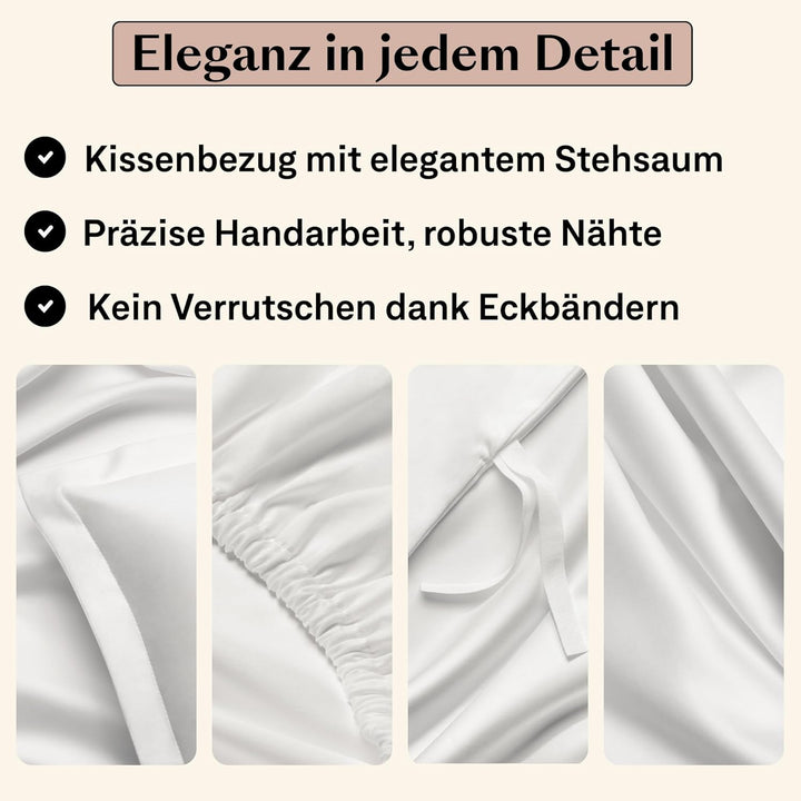 Amqua Mako Satin Kissenbezug 2er Set Kissenbezüge 40x80 cm, 100% ägyptische Baumwolle (Zertifiziert)
