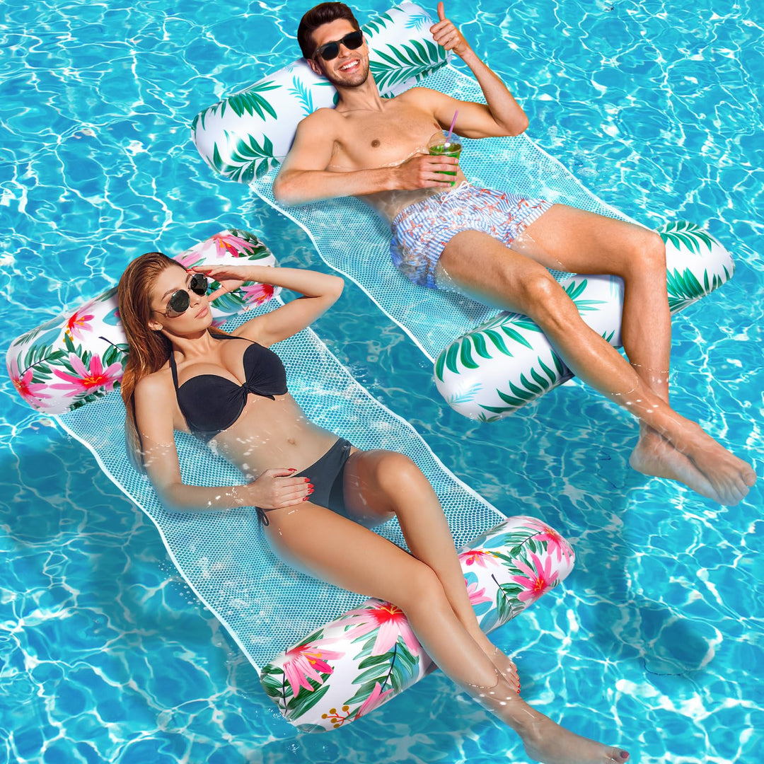 Luftmatratze Pool XL, 2 Stück Wasserhängematte Erwachsene, 4 in 1 Luftmatratze Wasser Pool Zubehör S