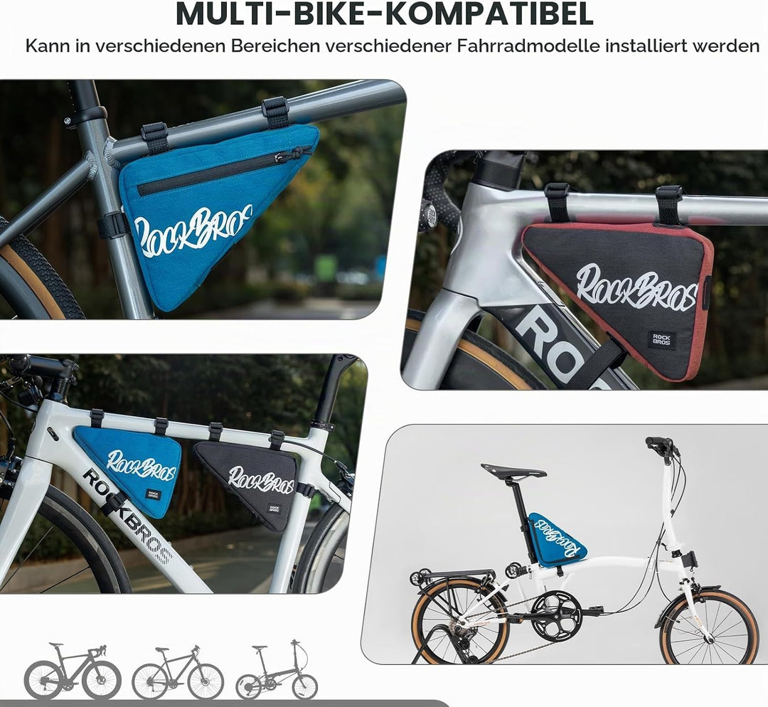 ROCKBROS Rahmentasche Fahrrad Dreieckstasche für MTB Rennräder Ebike Triangle Bag Fahrradtasche Rahm