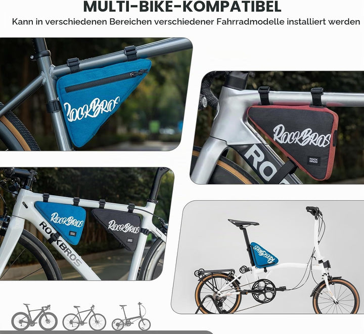 ROCKBROS Rahmentasche Fahrrad Dreieckstasche für MTB Rennräder Ebike Triangle Bag Fahrradtasche Rahm