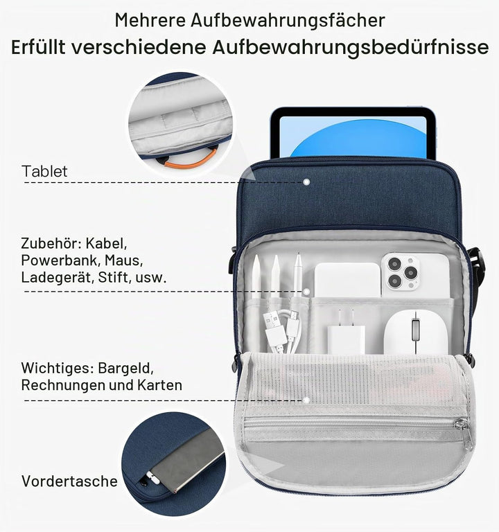 Dadanism 9-11 Zoll Tablet Tasche Schultertasche für iPad Pro/Air 11", iPad (A16) 11", i-Pad 10. Gen