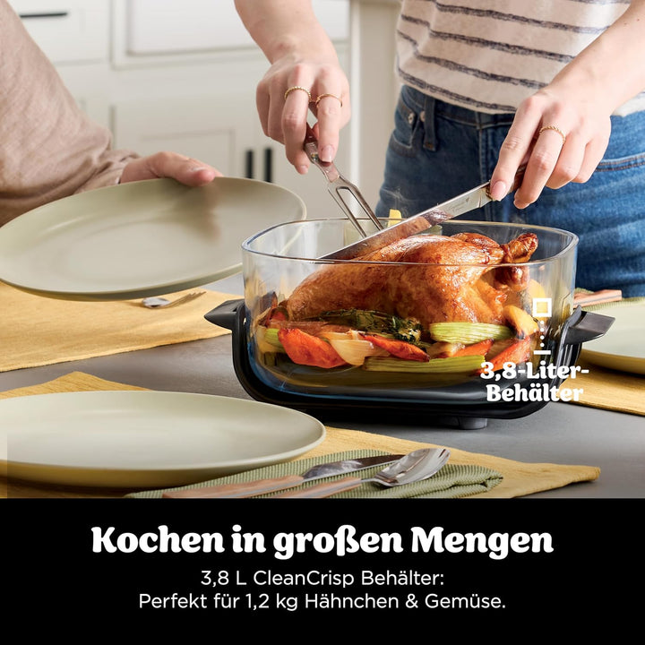 Ninja CRISPi Tragbare Heissluftfritteuse, 3,8 l & 1,4 l, 4-in-1: Heissluftfrittieren, Braten, Warmha