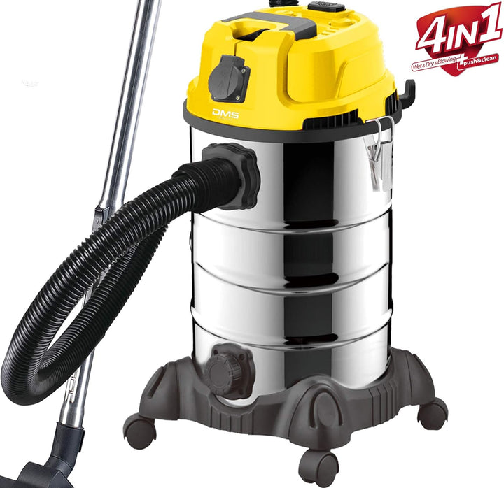 DMS Industriestaubsauger mit 2300 Watt | Nasssauger | Trockensauger | Edelstahl | Blasfunktion | Fil