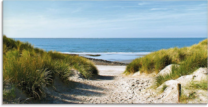 ARTland Glasbilder Wandbild Glas Bild einteilig 60x30 cm Querformat Strand Meer Küste Nordsee Sand D