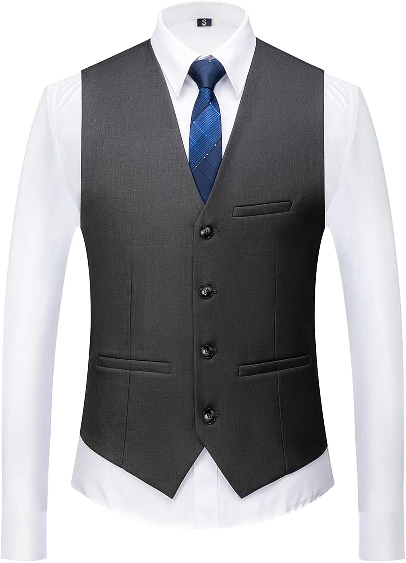 KUDORO Herren Anzüge 3-teilig Slim Fit Eine Knöpfe für Hochzeit Business Herrenanzug Sakko Weste Hos