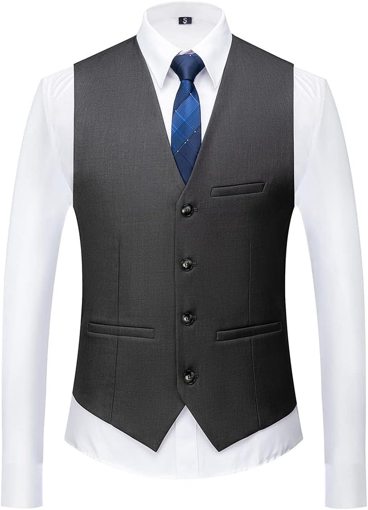 KUDORO Herren Anzüge 3-teilig Slim Fit Eine Knöpfe für Hochzeit Business Herrenanzug Sakko Weste Hos