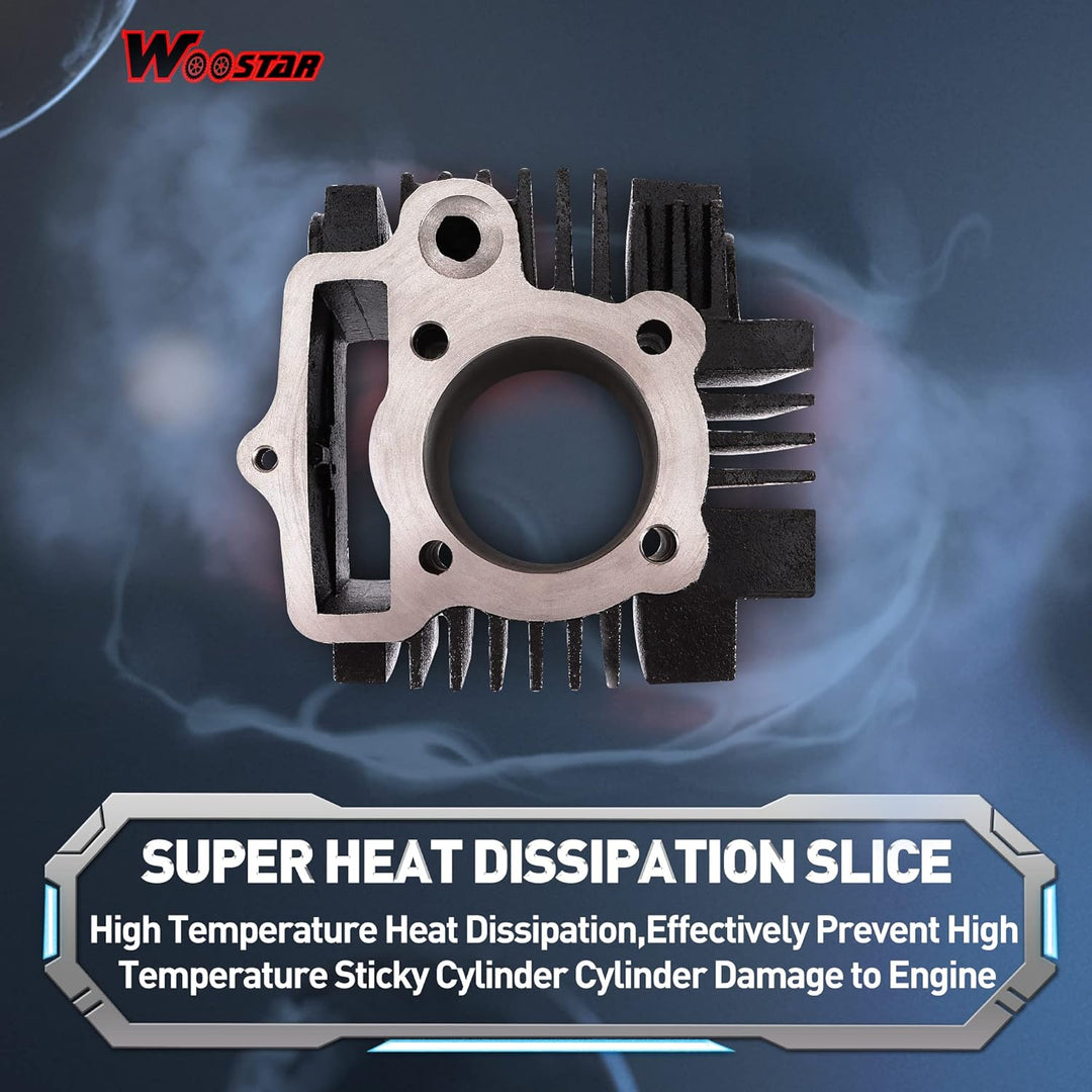 WOOSTAR 52.4mm Big Bore Zylinder mit Kolbenring Ersatz für 4 Takt 110ccm Chinesisch Taotao Coolster