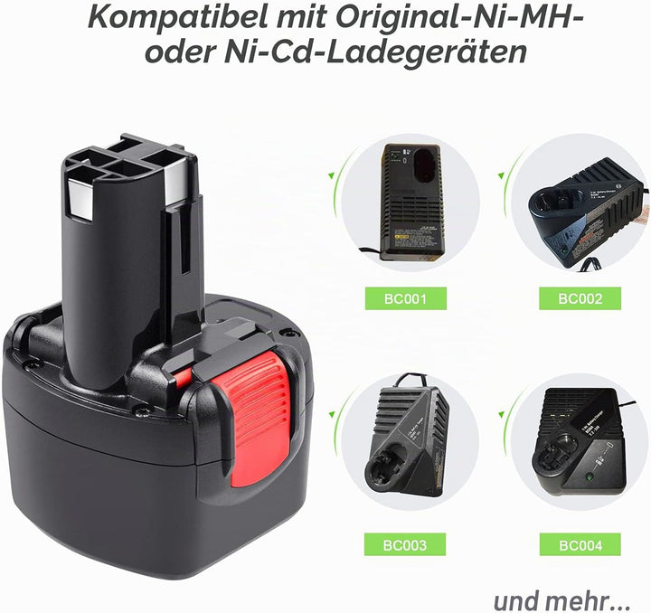Tecmana 9.6V 3.5Ah Ersatzakku für Bosch PSR 960 BAT048 BAT100 BAT119 BH984 BPT1041 PSR960 23609 3260