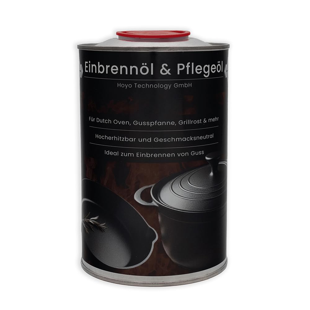 Einbrennöl Pflegeöl 1000 ml - Idealer Schutz für Gusseisen (Dutch Oven, Grillrost, Gusspfanne) - Leb
