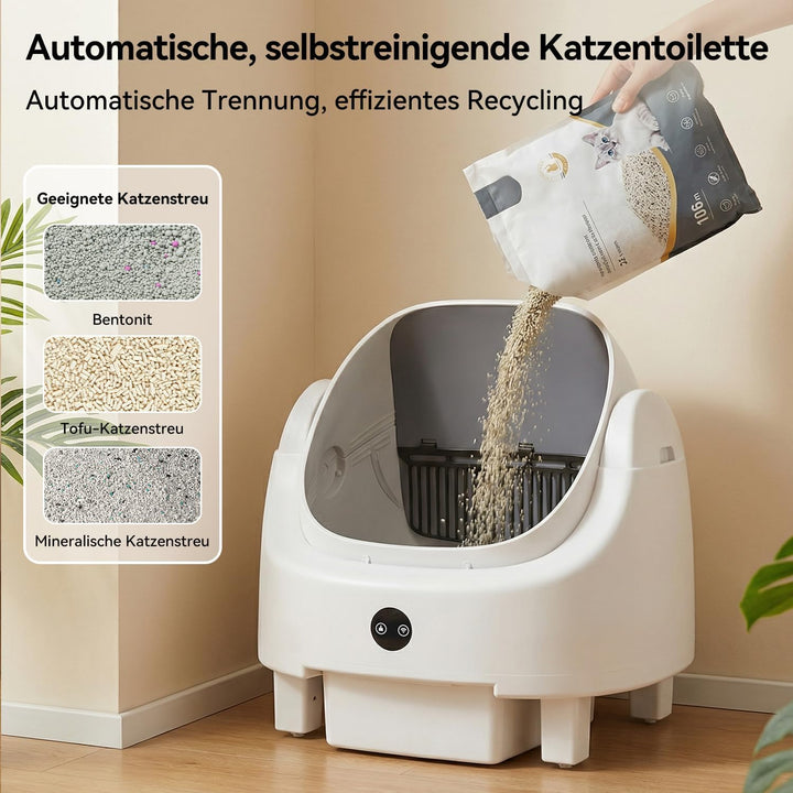 Selbstreinigende Katzentoilette, Katzenklo Selbstreinigend mit Sicherheits Geruchskontrolle, Automat