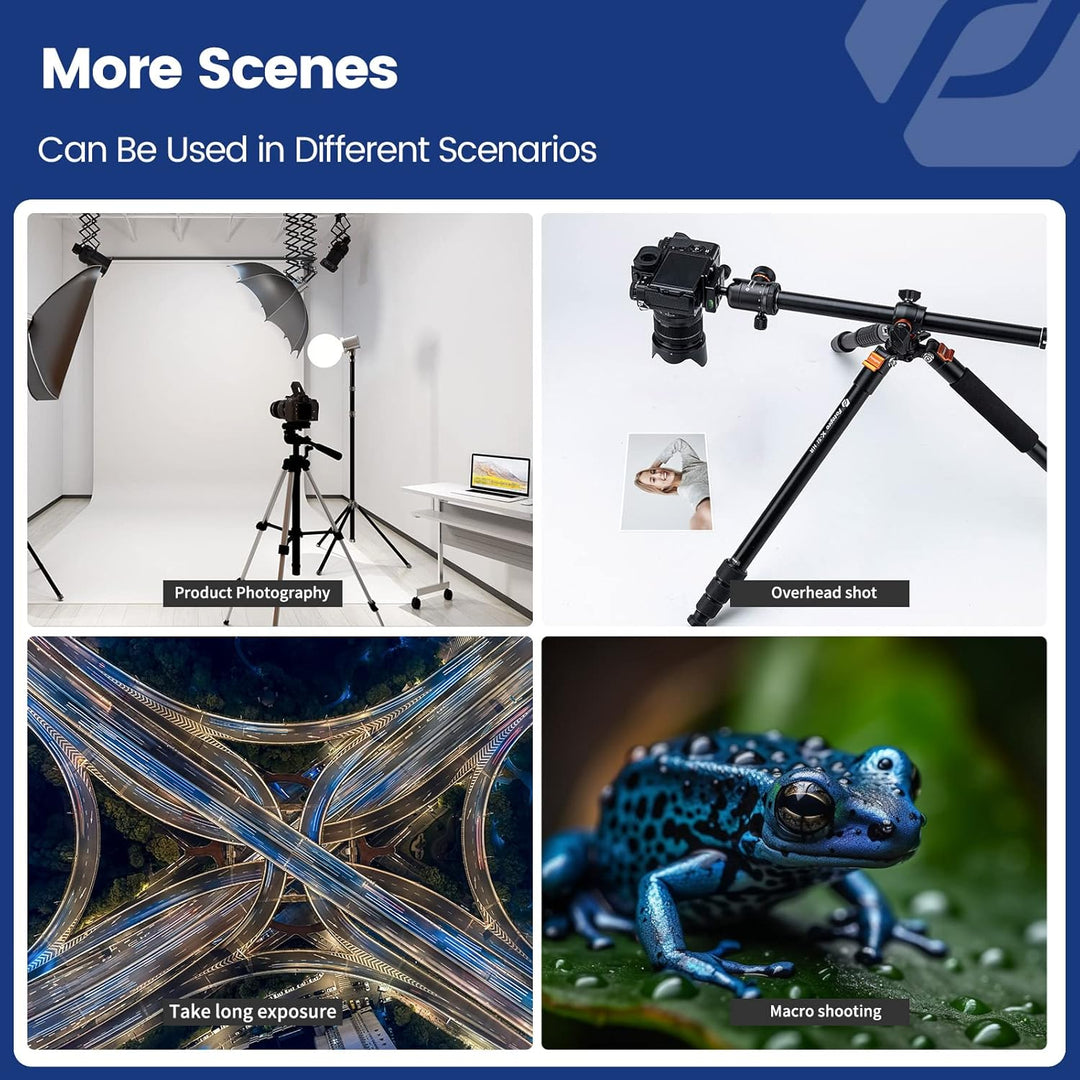 Fotopro Horizontales Kamerastativ, 160 cm Kamerastativ mit 360-Grad-Kugelkopf, Schnellwechselplatte