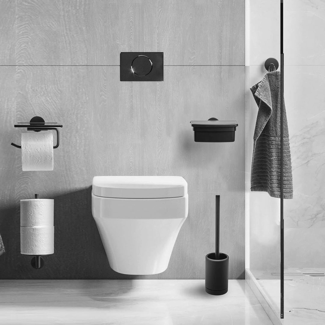 AMARE Luxus Toilettenbürste | Silikon WC Bürste| Klobürste mit Belüftung | schwarz matt |Silikon WC