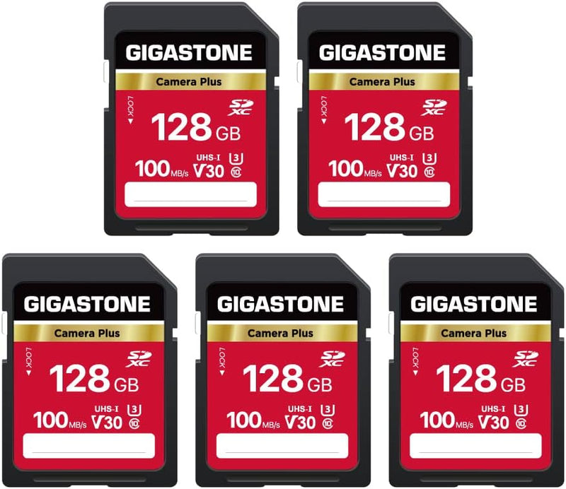 Gigastone Kamera Plus 128GB SDXC Speicherkarte 5er-Pack bis zu 100 MB/s für Digitalkameras Canon Son