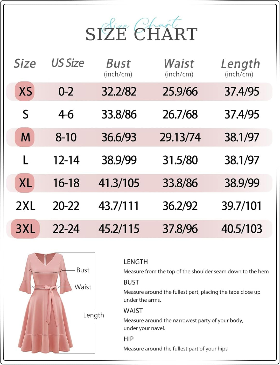 Bbonlinedress Festliche Kleider Damen V-Ausschnitt 3/4 arm Glockenärmeln Rockabilly Kleider Knielang