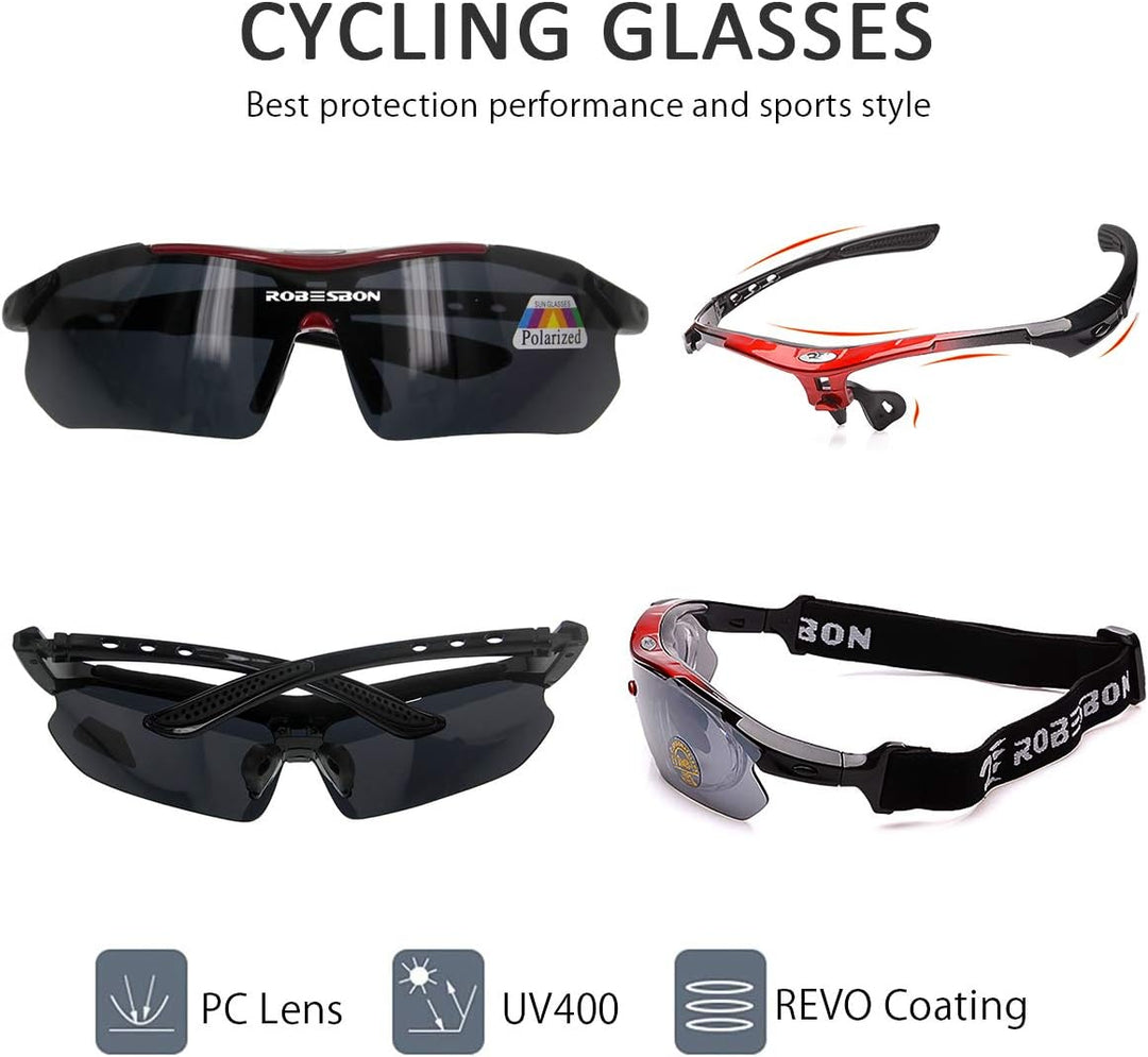 LumiSyne Sportbrille Polarisiert Herren und Damen Radsportbrillen mit 5 Wechselgläsern UV 400 Schutz