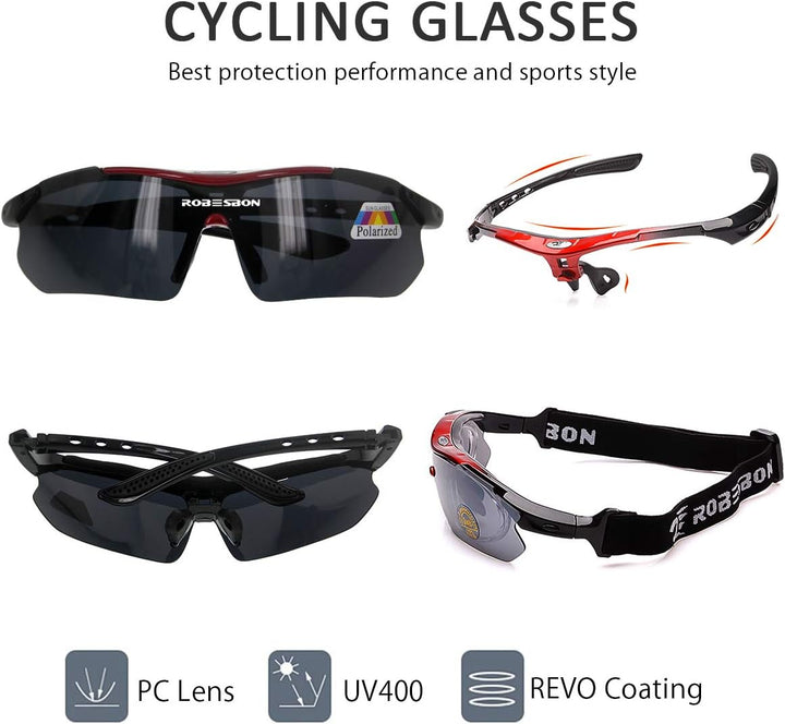 LumiSyne Sportbrille Polarisiert Herren und Damen Radsportbrillen mit 5 Wechselgläsern UV 400 Schutz