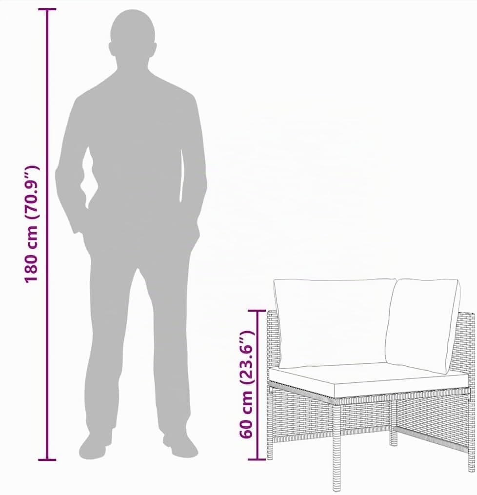 vidaXL Modular Ecksofa mit Kissen Gartensofa Sofa Lounge Gartenmöbel Einzelsofa Sessel Rattansofa Ou