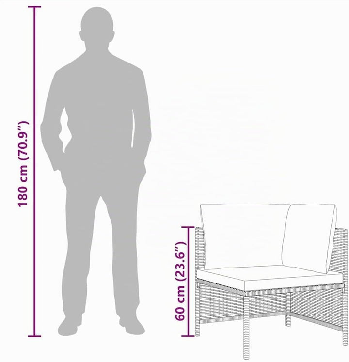 vidaXL Modular Ecksofa mit Kissen Gartensofa Sofa Lounge Gartenmöbel Einzelsofa Sessel Rattansofa Ou