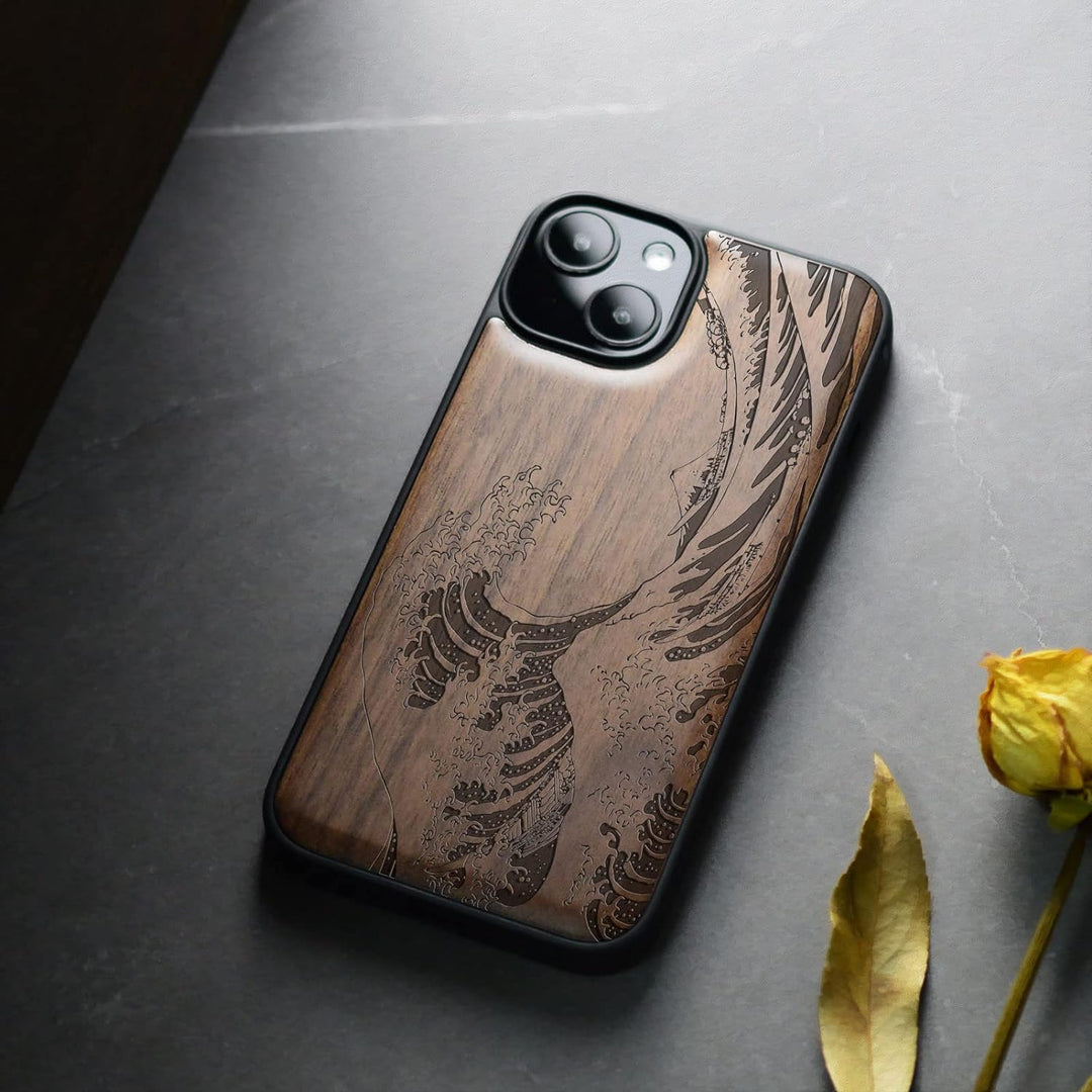 Carveit Handyhülle für iPhone 15 Cover Kompatibel mit Magsafe [Holz und TPU Silikon Hybrid hülle] Ma