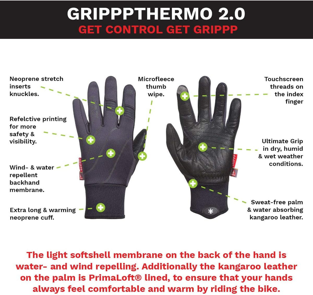 HIRZL Rad Handschuh Grippp Thermo 2.0 Unisex Black-Black XL, 10, XL, 10