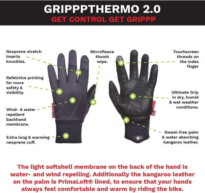 HIRZL Rad Handschuh Grippp Thermo 2.0 Unisex Black-Black XL, 10, XL, 10