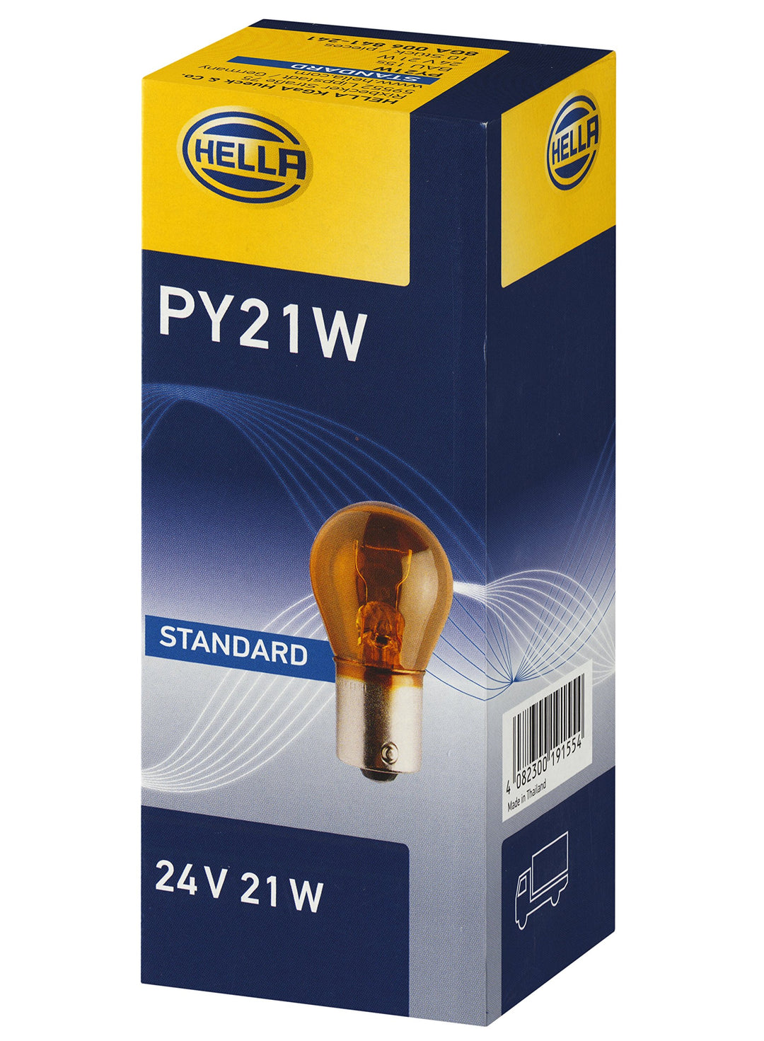 HELLA 8GA 006 841-241 Glühlampe - PY21W - Heavy Duty - 24V - 21W - Sockelausführung: BAU15s - Schach