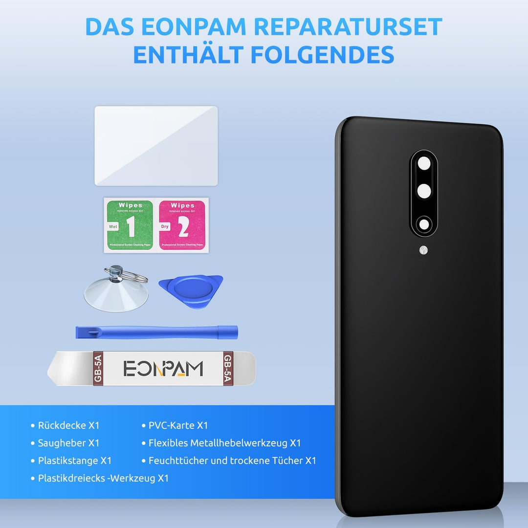 Akkudeckel für OnePlus 7 Pro Rückseite Glas Original Backcover Back Glas Ersatz Reparatur Set mit Ka