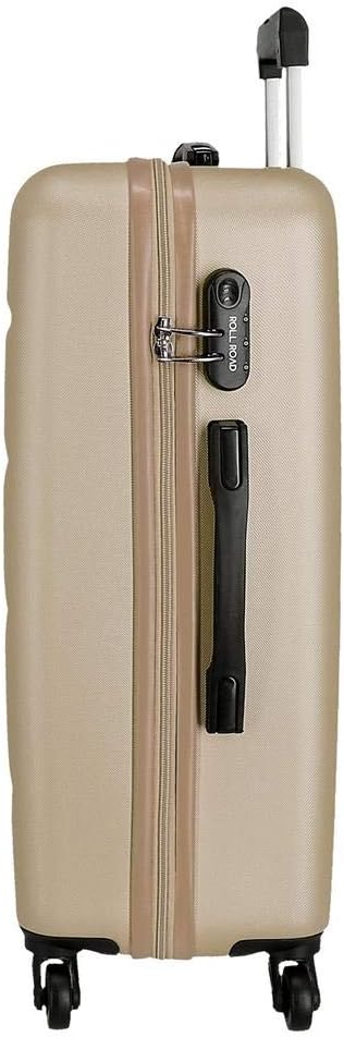 Roll Road Flex Kofferset Beige 54/64/74 cms Hartschalen ABS Kombinationsschloss 182L 4 Räder Handgep
