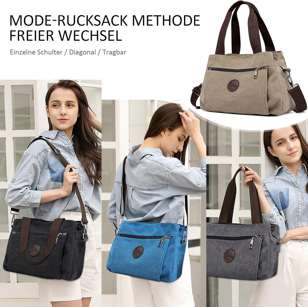 DORRISO Mode Umhängetasche Damen Canvas Handtasche Reise Schultertasche Casual Multifunktionale Umhä