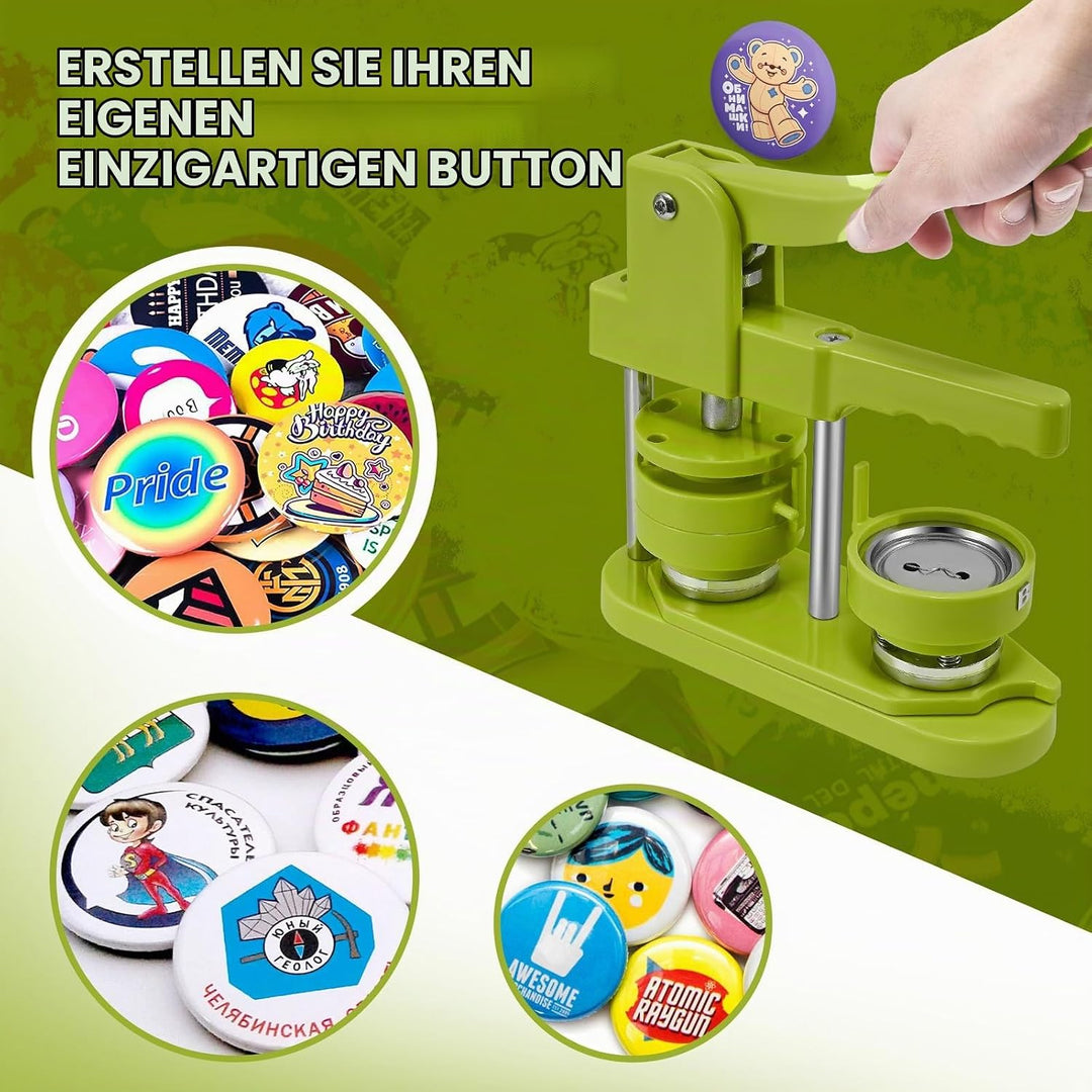 Buttonmaschine, 25+32+58 mm Button Maschine Presse Abzeichen 300 Sets Metall-Nadelrücken Badge-Teile