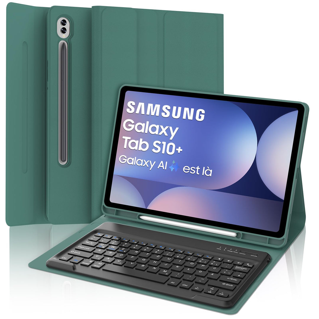 SENGBIRCH Tastatur Hülle für Samsung Galaxy Tab S10 Ultra 14,6 Zoll 2024 - Deutsche QWERTZ Tastatur,