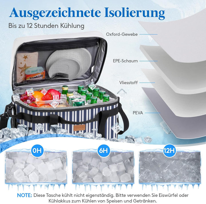 Lifewit Kühltasche 30L, Faltbar Picknicktasche für Essen & Getränke, Kühlbox Tragbare Eistasche für