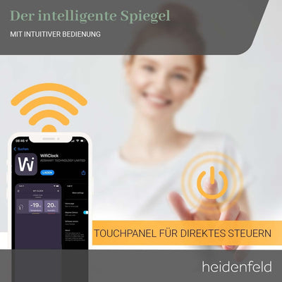 Heidenfeld Spiegel Infrarotheizung HF-HS200 mit Touchpanel | 𝟭𝟬 𝐉𝐀𝐇𝐑𝐄 𝐆𝐀𝐑𝐀𝐍𝐓𝐈𝐄 - 500 Watt - 120 x 60