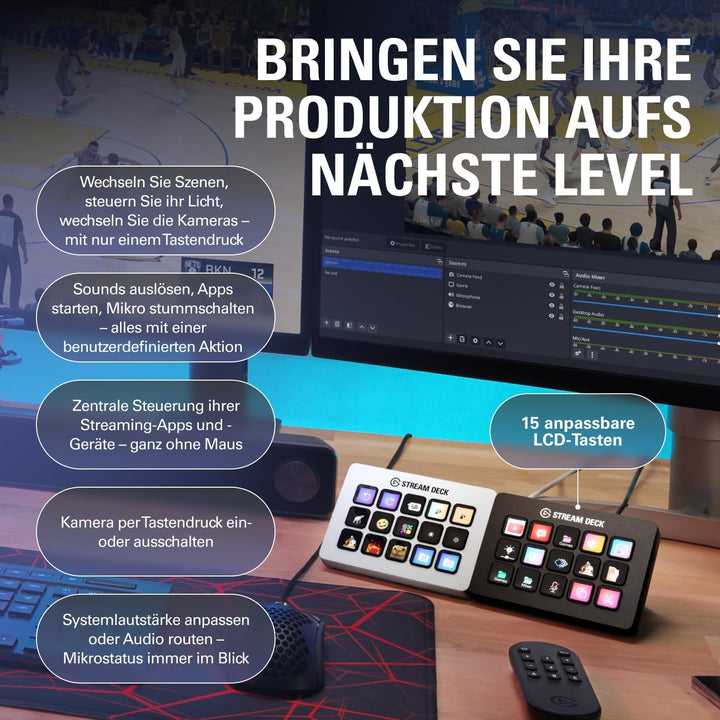 Elgato Stream Deck MK.2 – Studio-Controller, 15 Makrotasten, auslösen von Aktion in Apps und Softwar