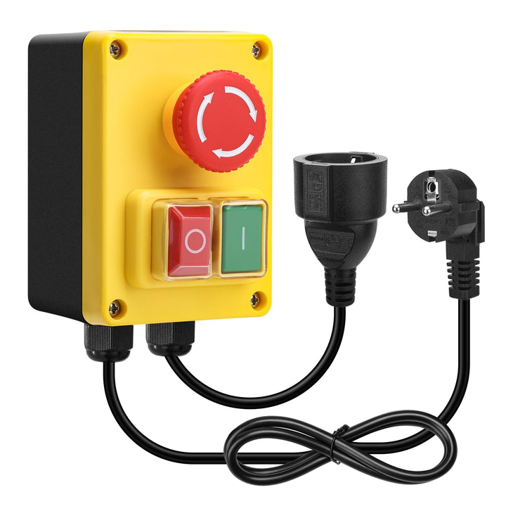 220V Einphasiger Ein Aus Schalter, Briidea Sicherheitsschalter mit Grossem Rotem Not-Aus-Knopf zum S